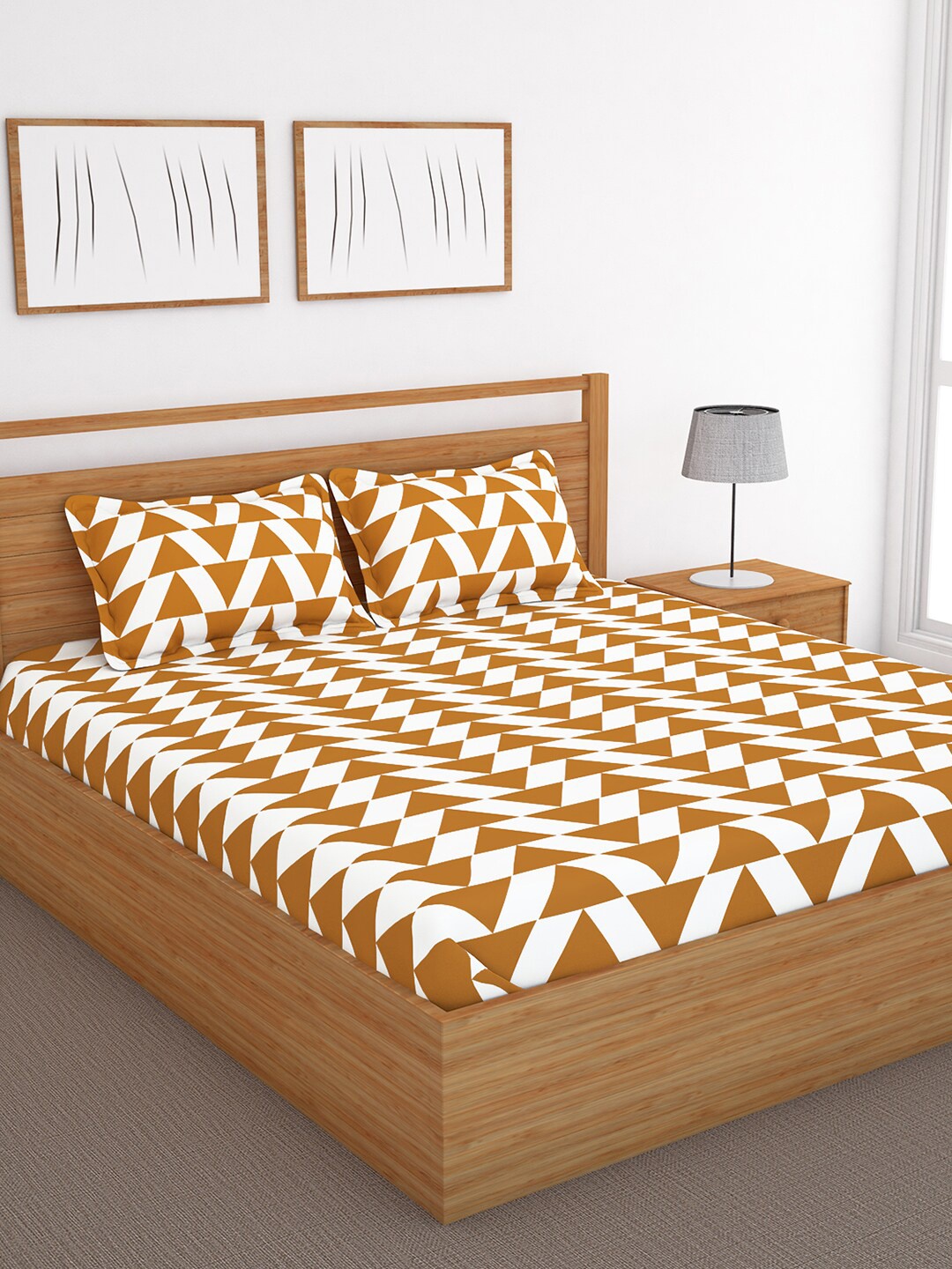 

Bedspun Brown & White Cotton Double Bedsheet With 2 Pillow Covers