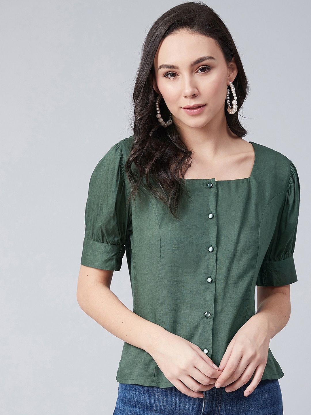 

RARE Women Green Solid Top
