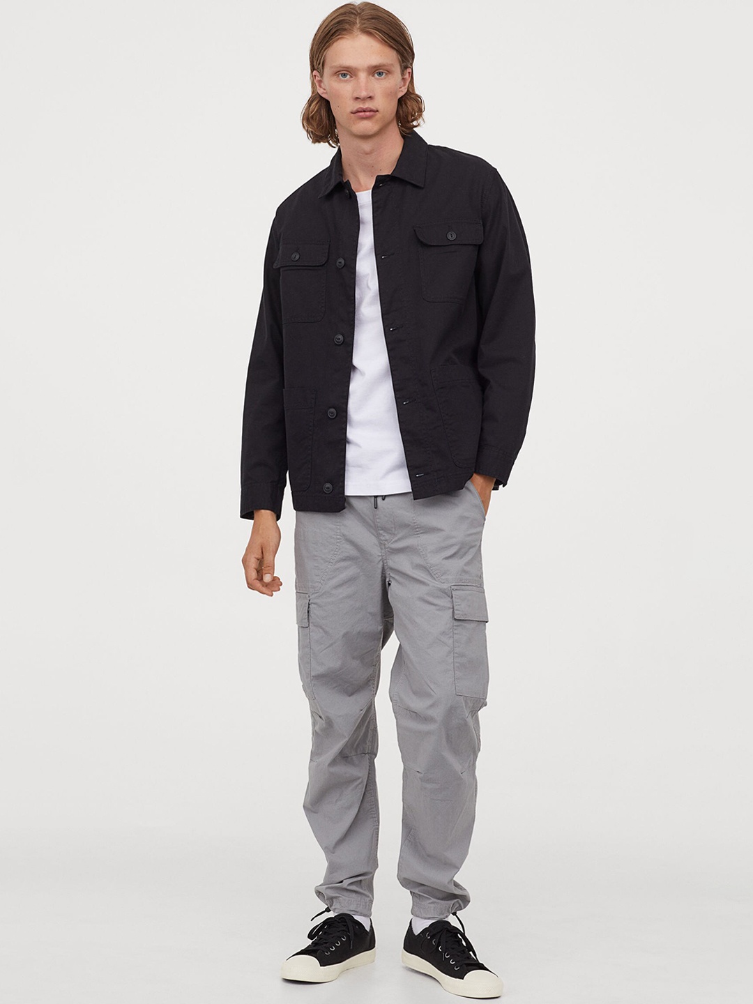 

H&M Men Grey Cargo Trousers Regular Fit