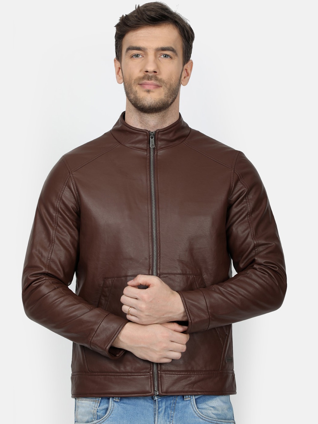 

Monte Carlo Men Brown Solid Biker Jacket