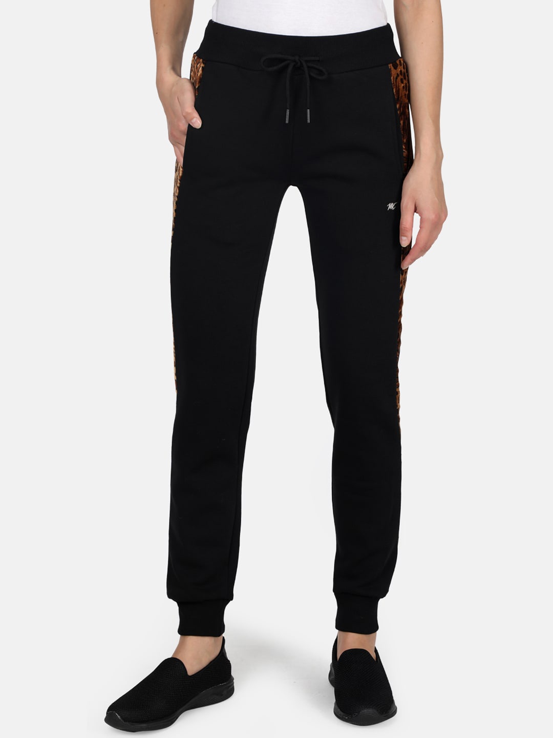 

Monte Carlo Women Black Solid Leopard Print Joggers