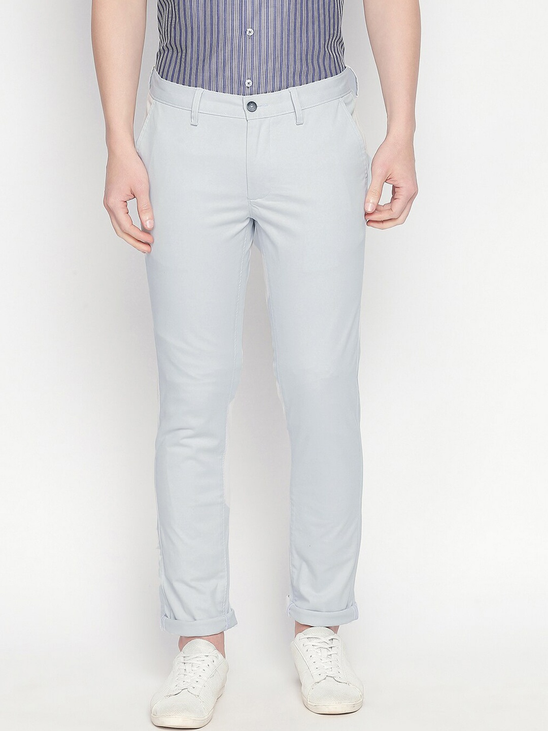 

Basics Men Grey Tapered Fit Solid Regular Trousers