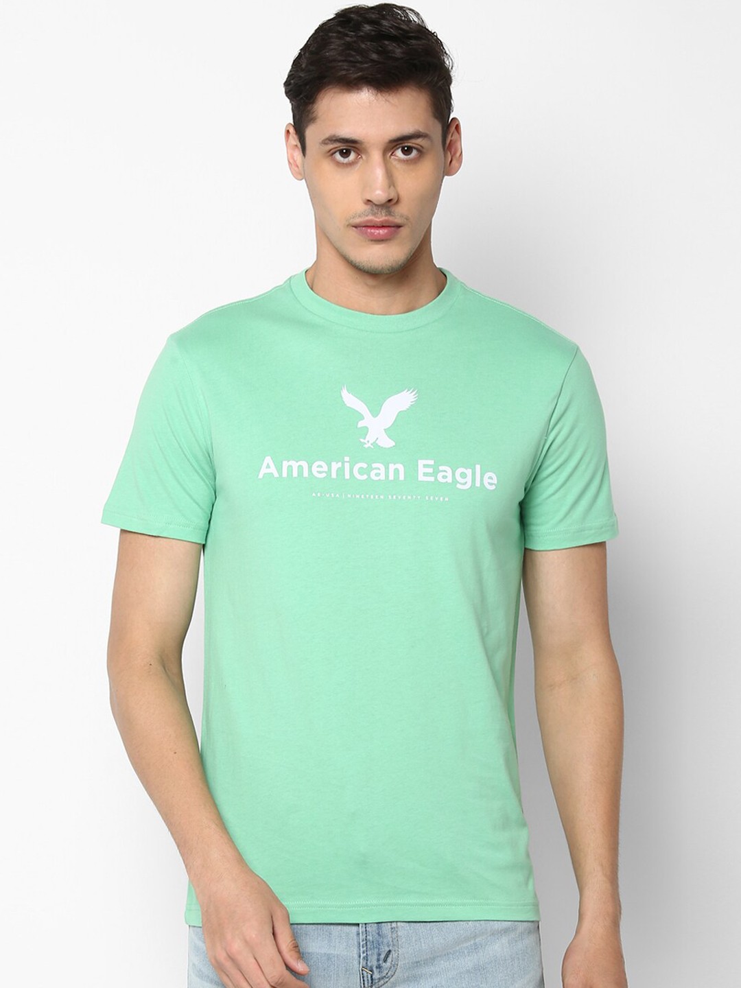 

AMERICAN EAGLE OUTFITTERS Men Green Printed Round Neck T-shirt