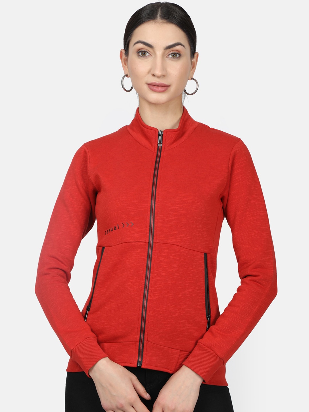 

Monte Carlo Women Red Solid Sweatshirt