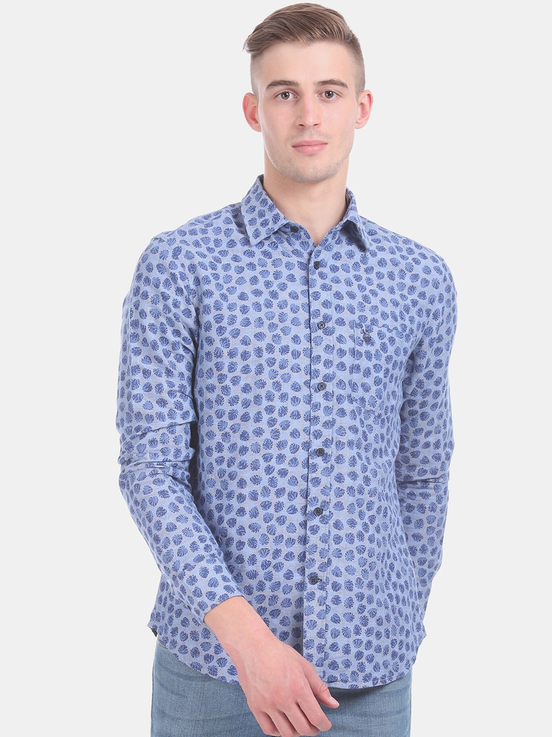 

U.S. Polo Assn. Men Blue Regular Fit Printed Casual Shirt