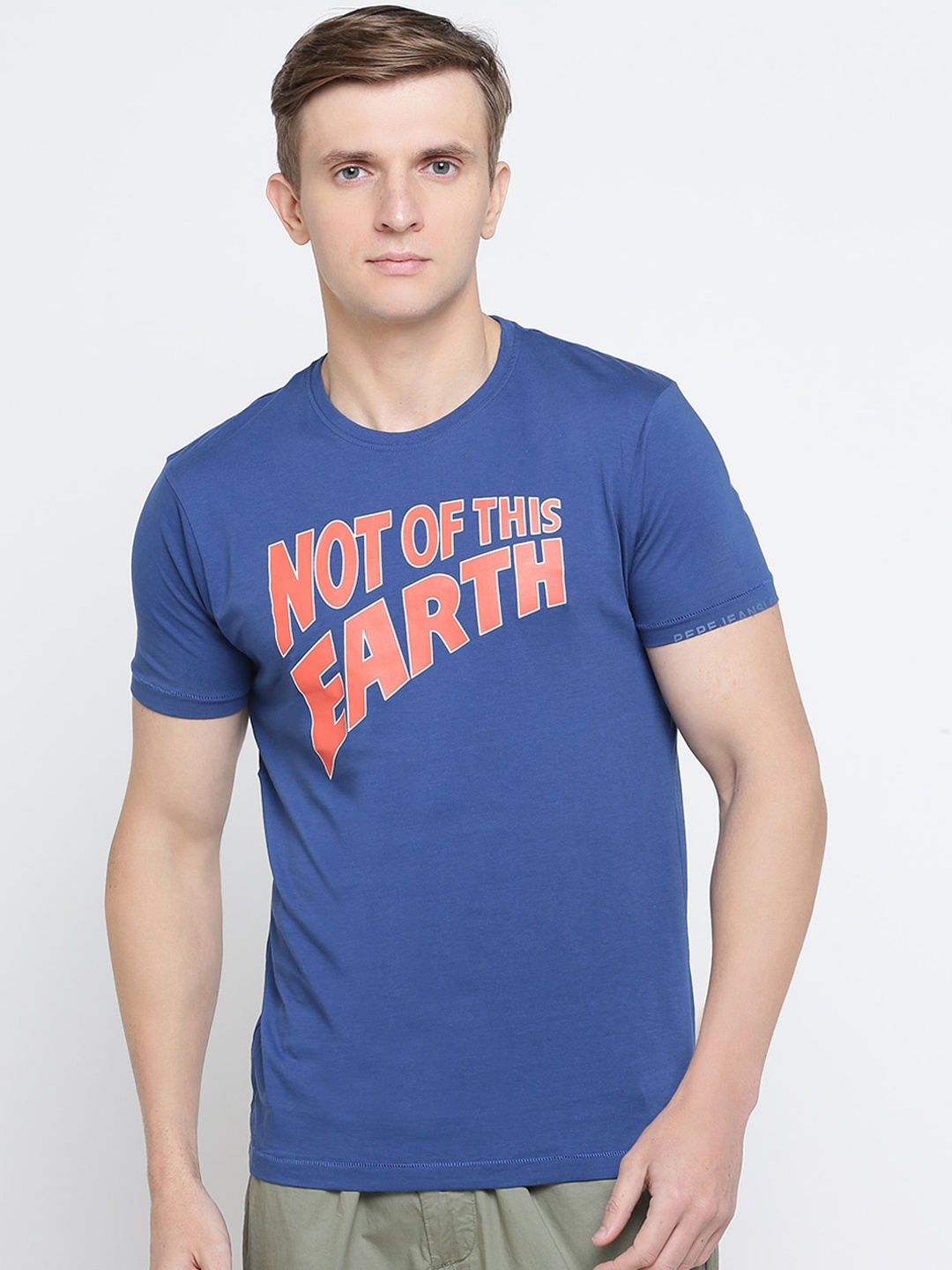 

Pepe Jeans Men Blue Printed Round Neck T-shirt