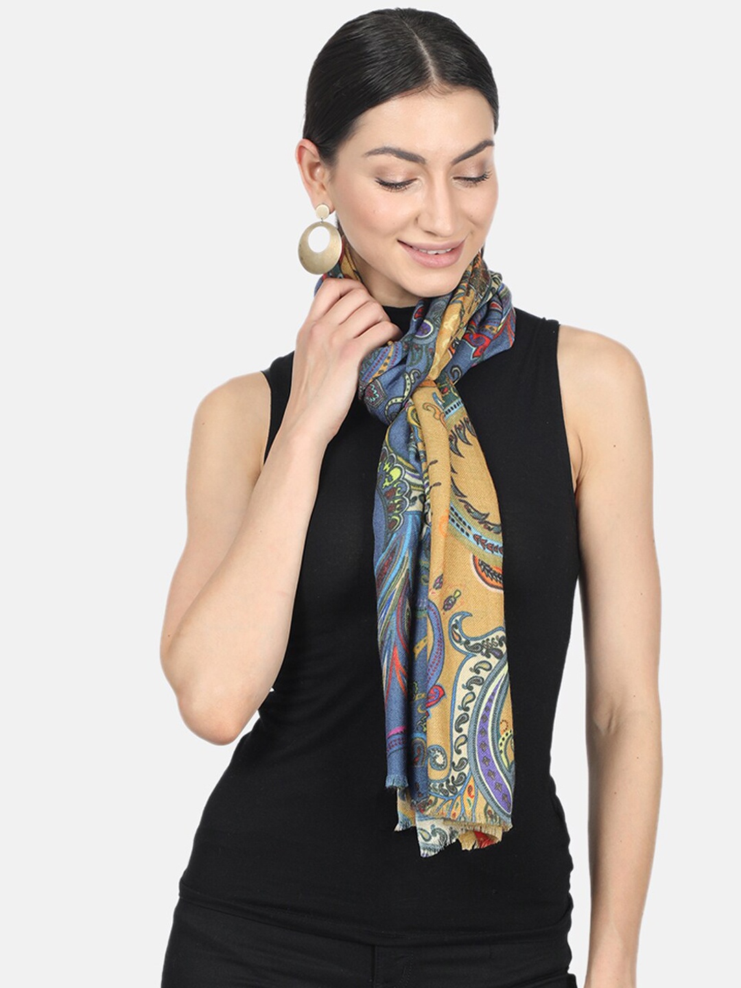 

Monte Carlo Women Blue & Yellow Printed Stole