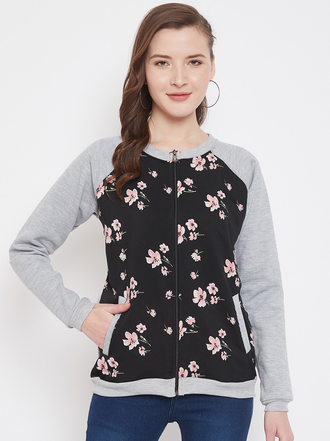 

PURYS Women Grey Printed Tailored Jacket