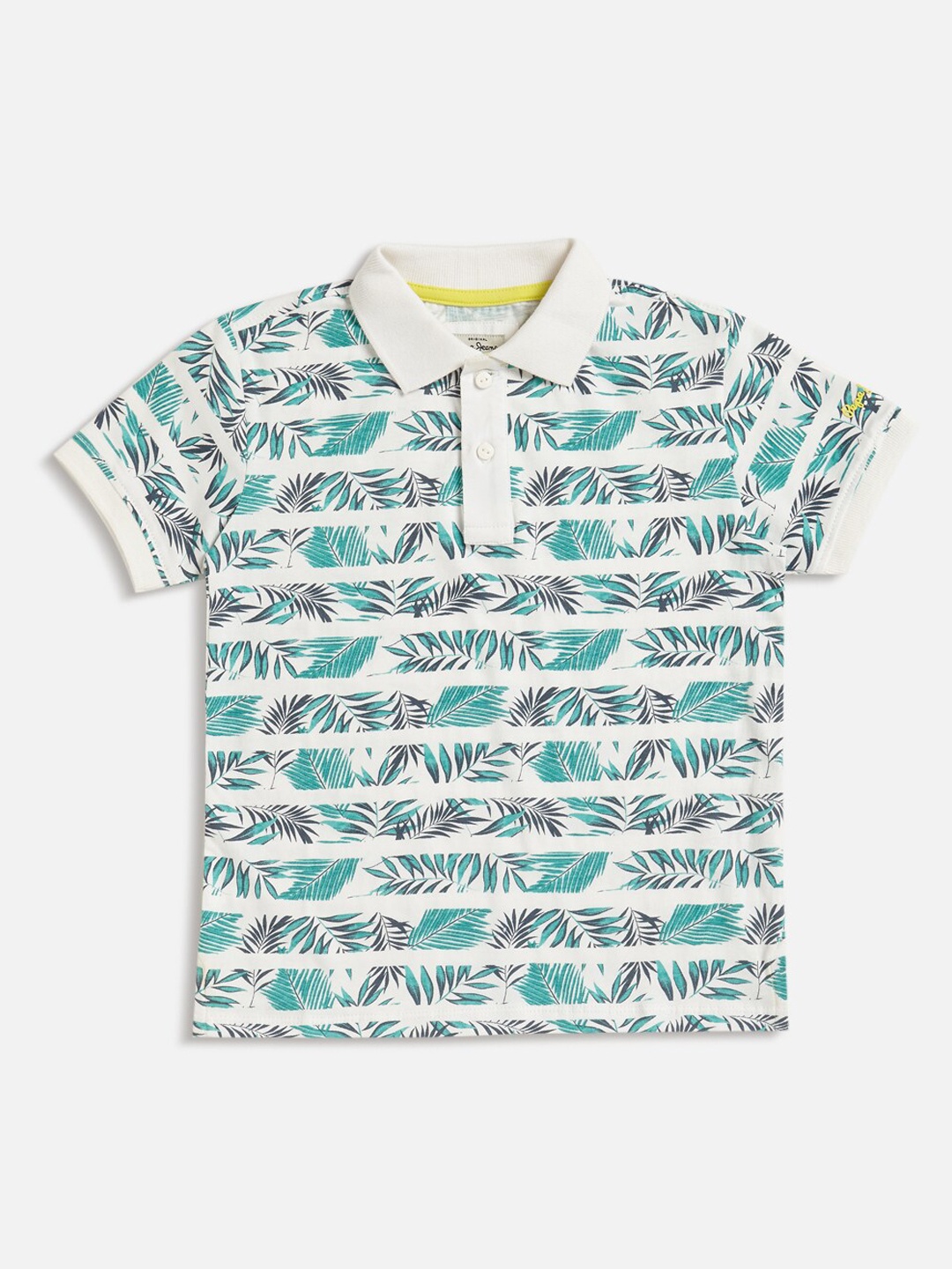 

Pepe Jeans Boys Green Printed Polo Collar T-shirt