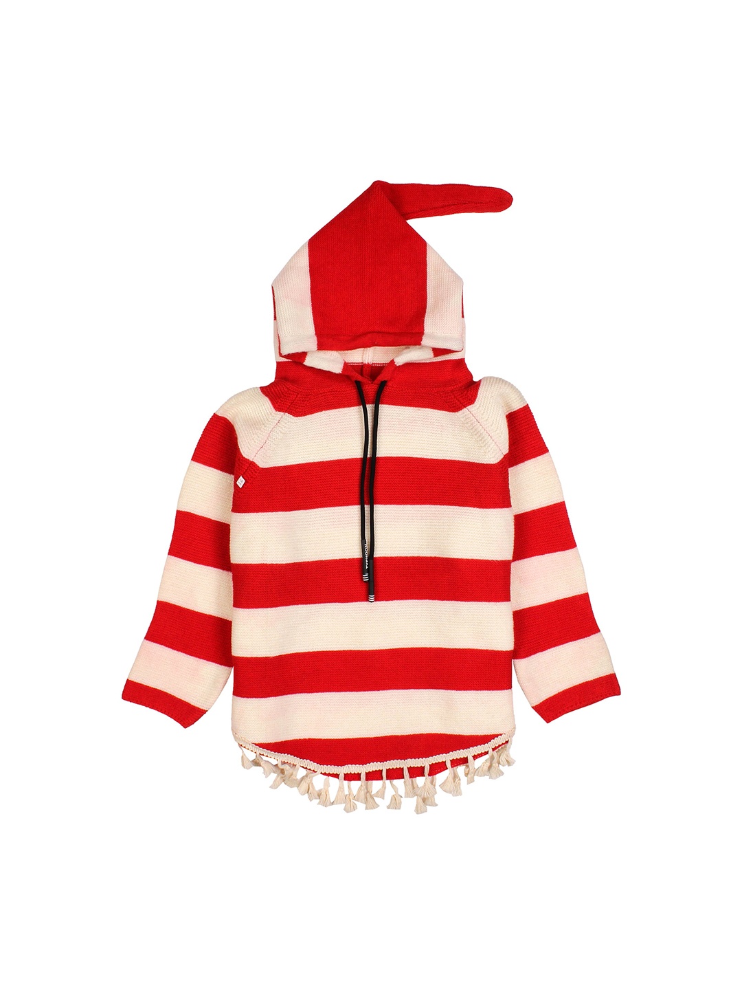 

Lil Lollipop Girls Red & Beige Striped Hooded Pullover Sweater