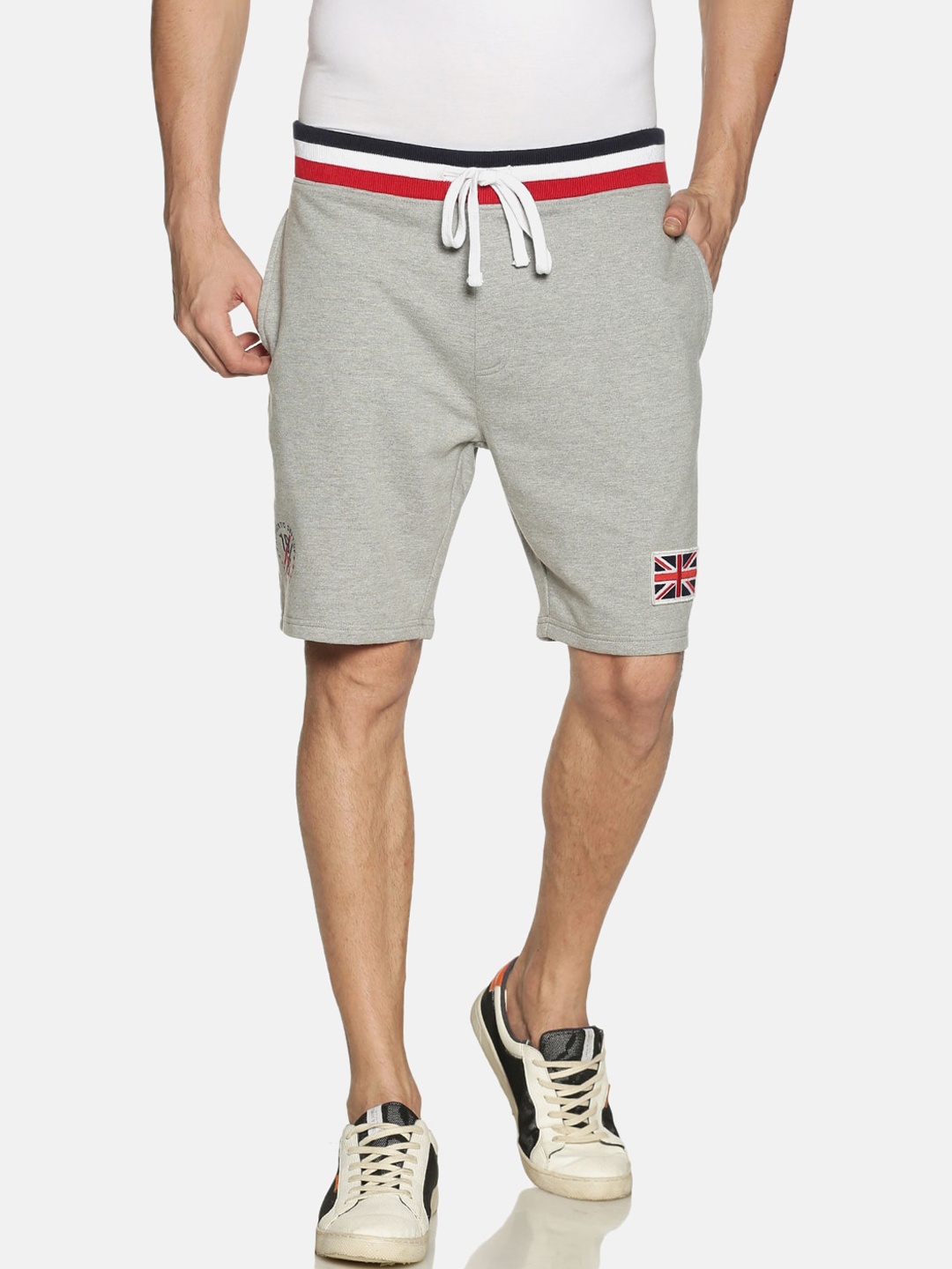 

Steenbok Men Grey Melange Solid Cotton Regular Shorts