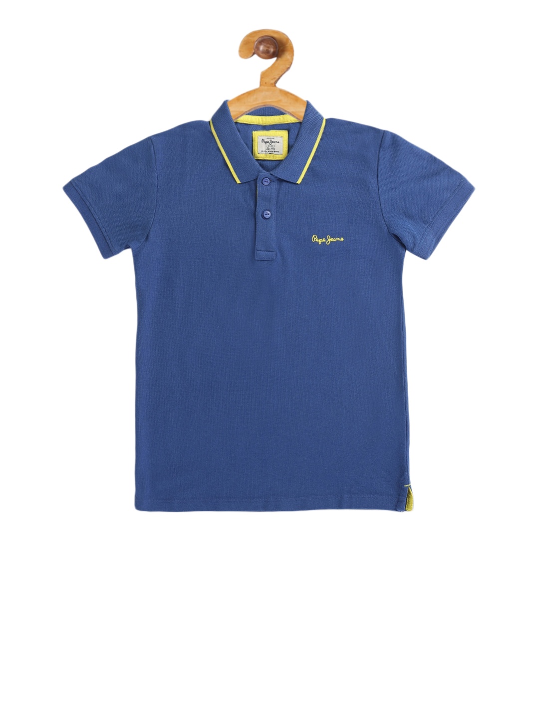 

Pepe Jeans Boys Blue Solid Polo Collar T-shirt
