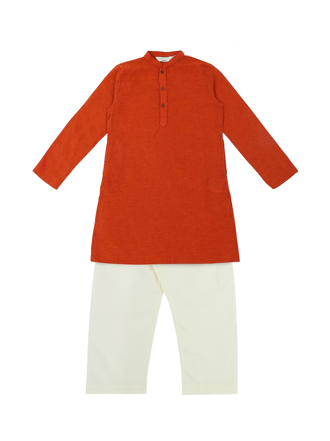 

indus route by Pantaloons Boys Rust Solid Kurta with Pyjamas