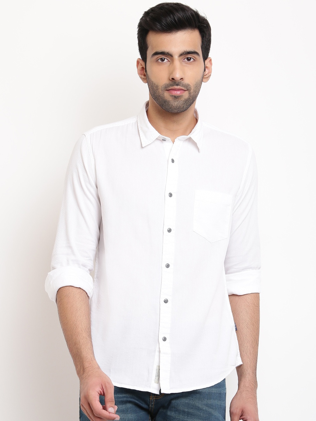 

Pepe Jeans Men White Regular Fit Solid Casual Shirt