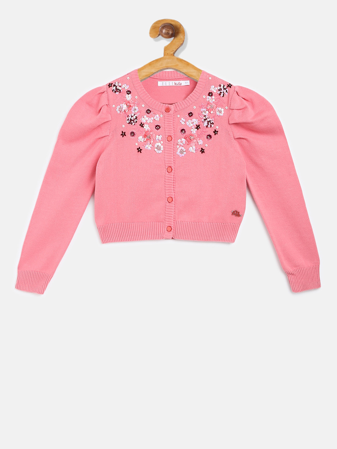 

ELLE Girls Pink & White Embellished Cardigan