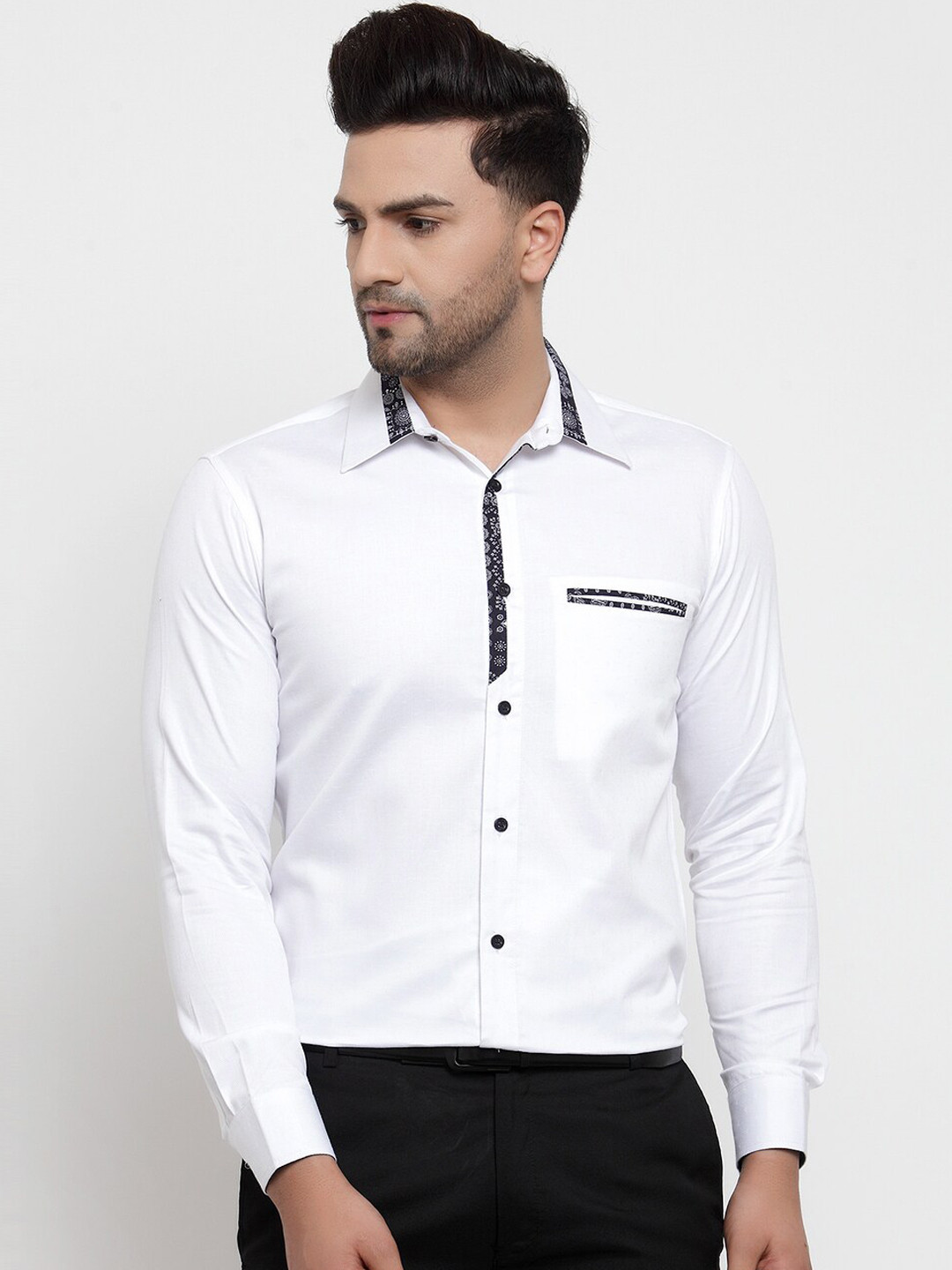 

Purple State Men White Slim Fit Solid Semiformal Shirt