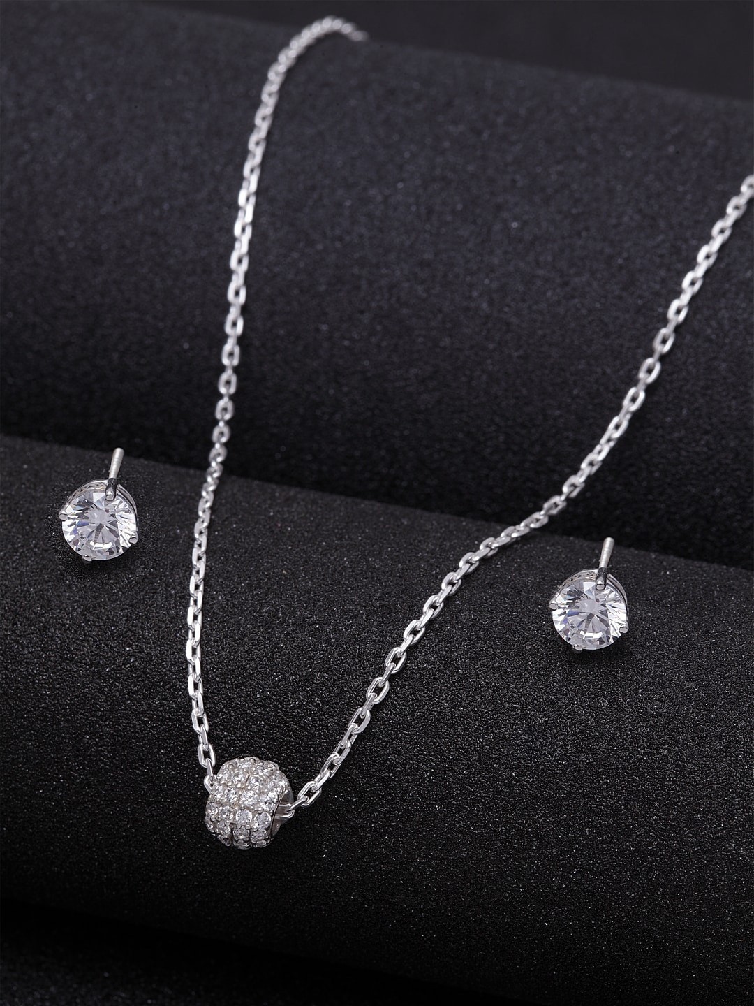 

Clara 92.5 Sterling Silver Rhodium-Plated White CZ-Studded Jewellery Set
