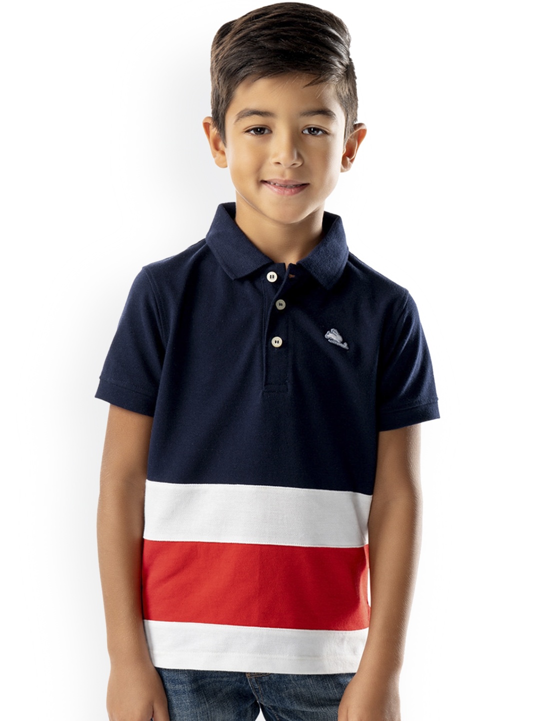

Cherry Crumble Boys Multicoloured Striped Polo Collar T-shirt, Multi
