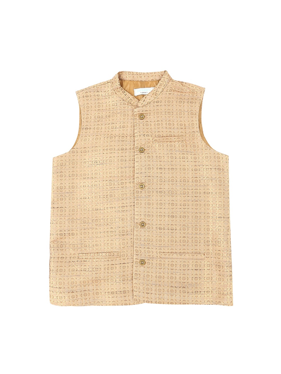 

indus route by Pantaloons Boys Gold-Coloured Woven Design Waist Coat