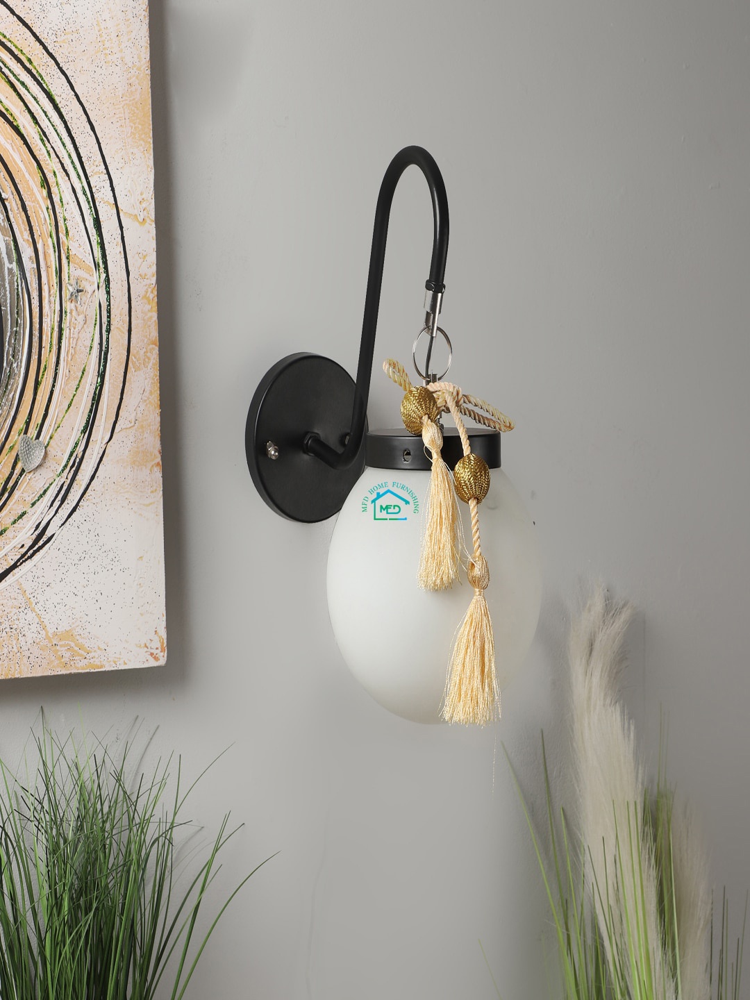 

MFD HOME FURNISHING Black & White Solid Pendent Wall Lamp