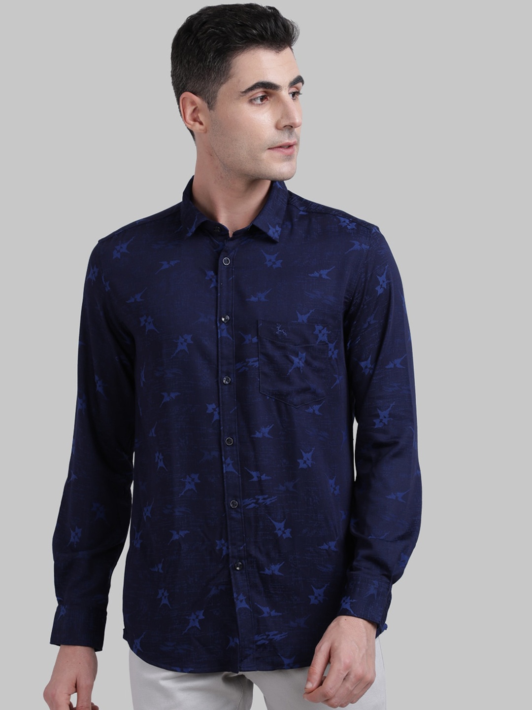 

Parx Men Blue Slim Fit Printed Casual Shirt
