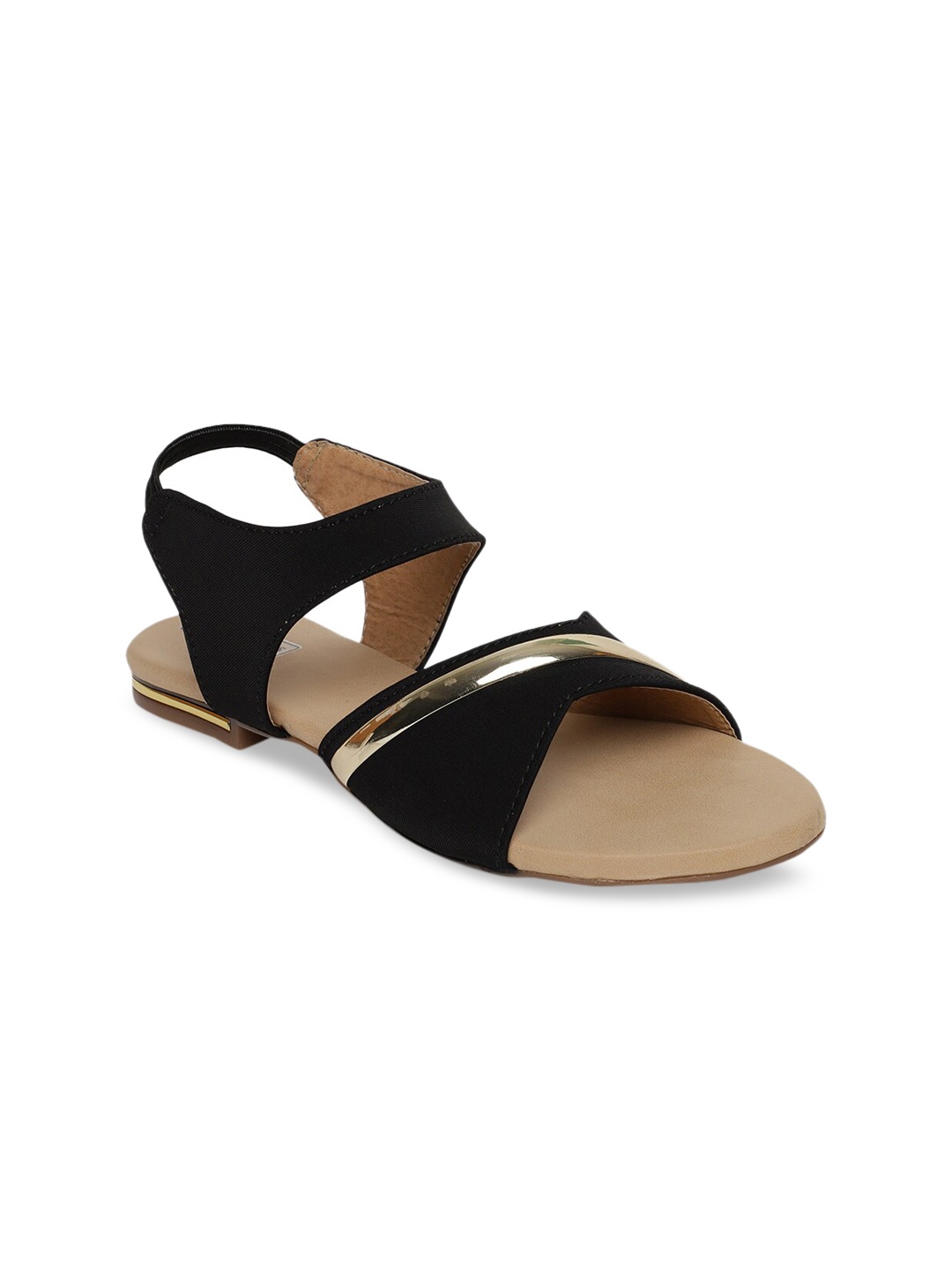 

LONDON STEPS Women Black Solid Open Toe Flats