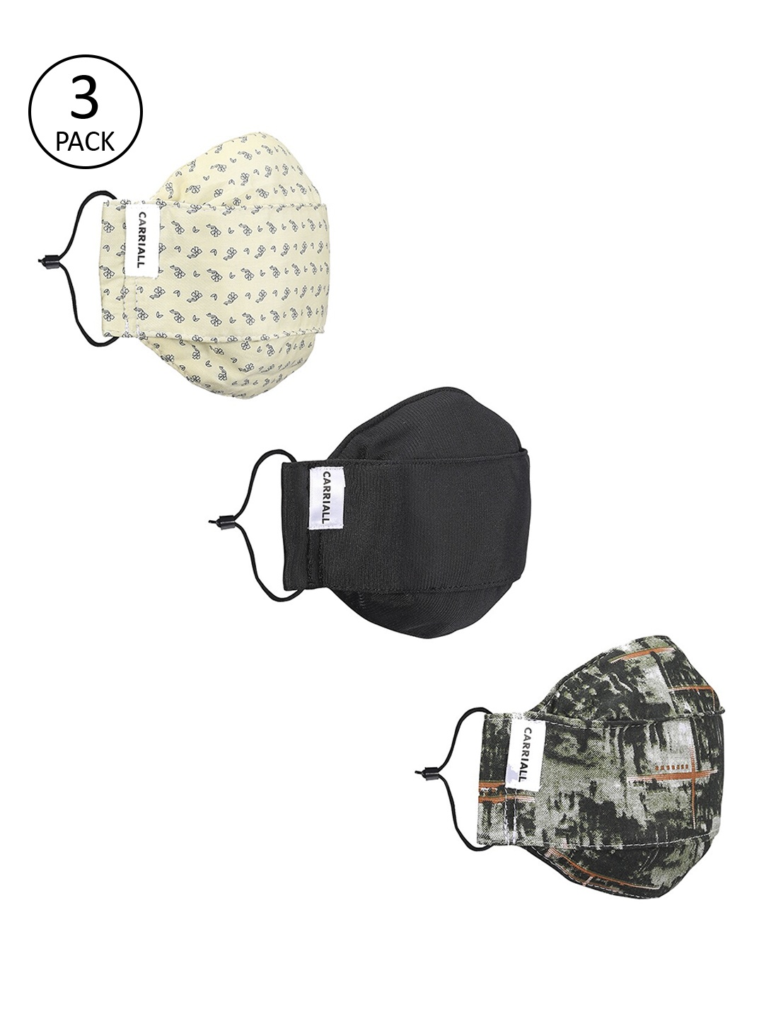 

CARRIALL Unisex 3 Pcs Assorted Reusable Outdoor 3-Ply Cloth Masks