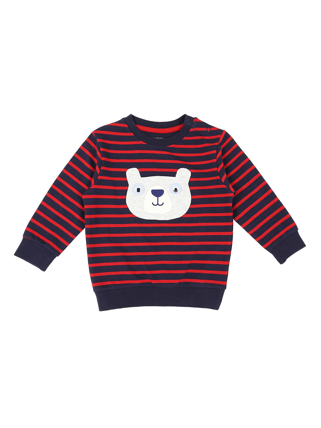 

Pantaloons Baby Boys Navy Blue & Red Striped Cotton Sweatshirt