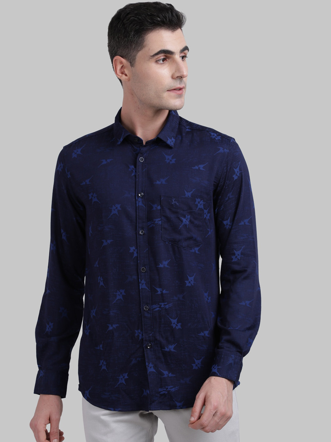 

Parx Men Blue Slim Fit Printed Casual Shirt