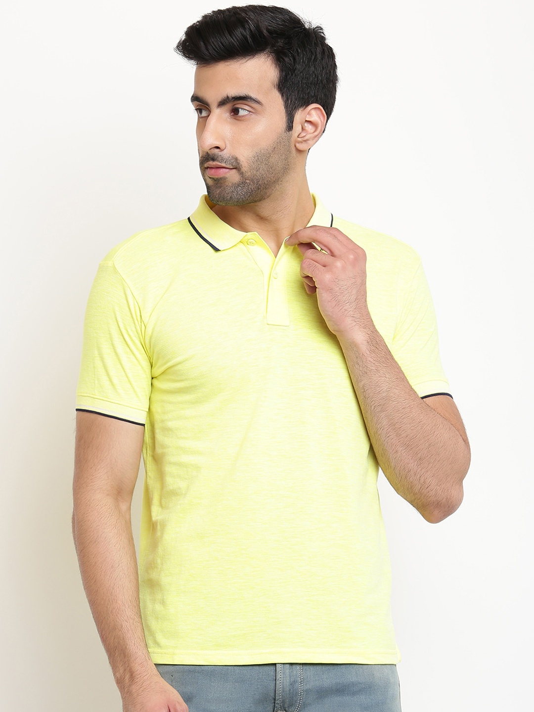 

Pepe Jeans Men Yellow Solid Polo Collar T-shirt