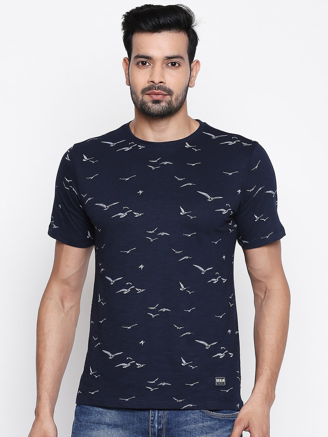 

Urban Ranger by pantaloons Men Navy Blue Printed Round Neck T-shirt