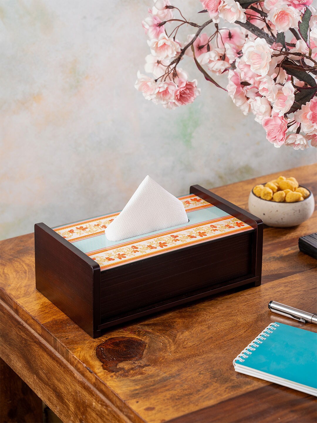 

KOLOROBIA Brown & Orange Babur Inspired Tissue Box