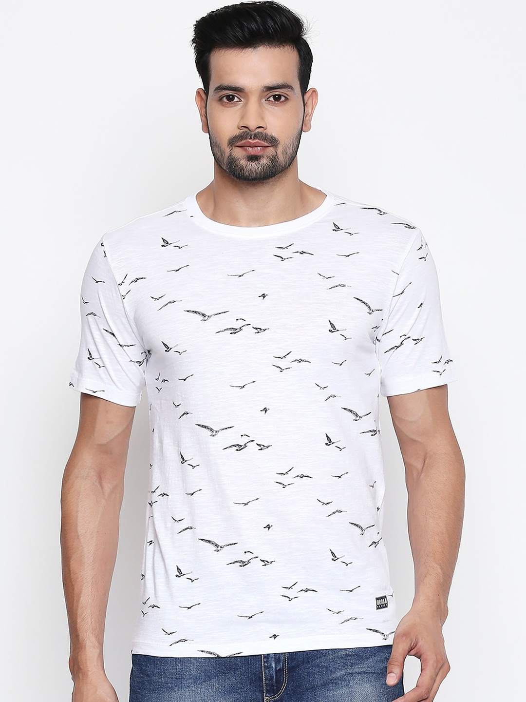 

Urban Ranger by pantaloons Men White Printed Round Neck Cotton Pure Cotton T-shirt