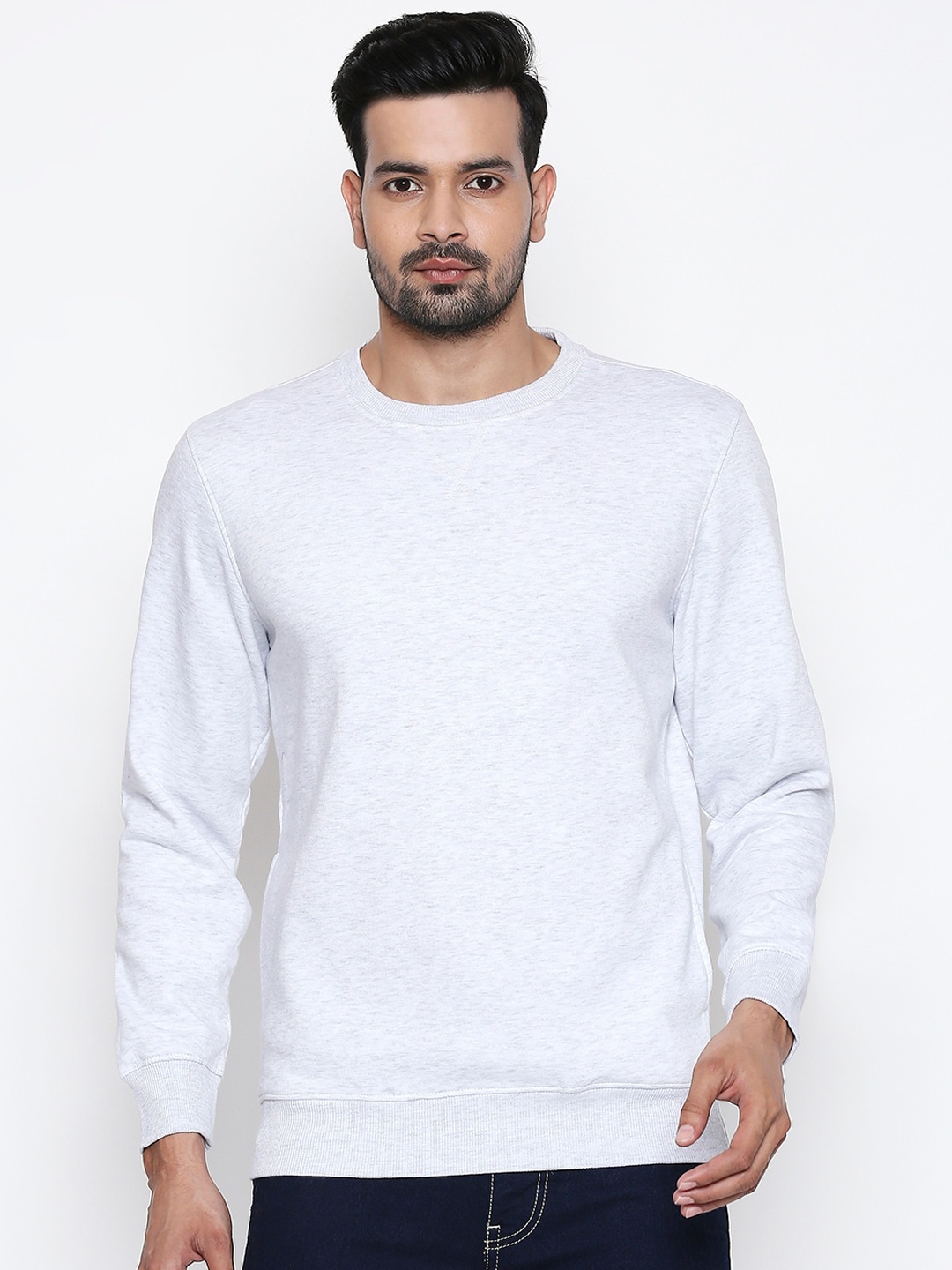 

BYFORD by Pantaloons Men Grey Solid Cotton Sweatshirt