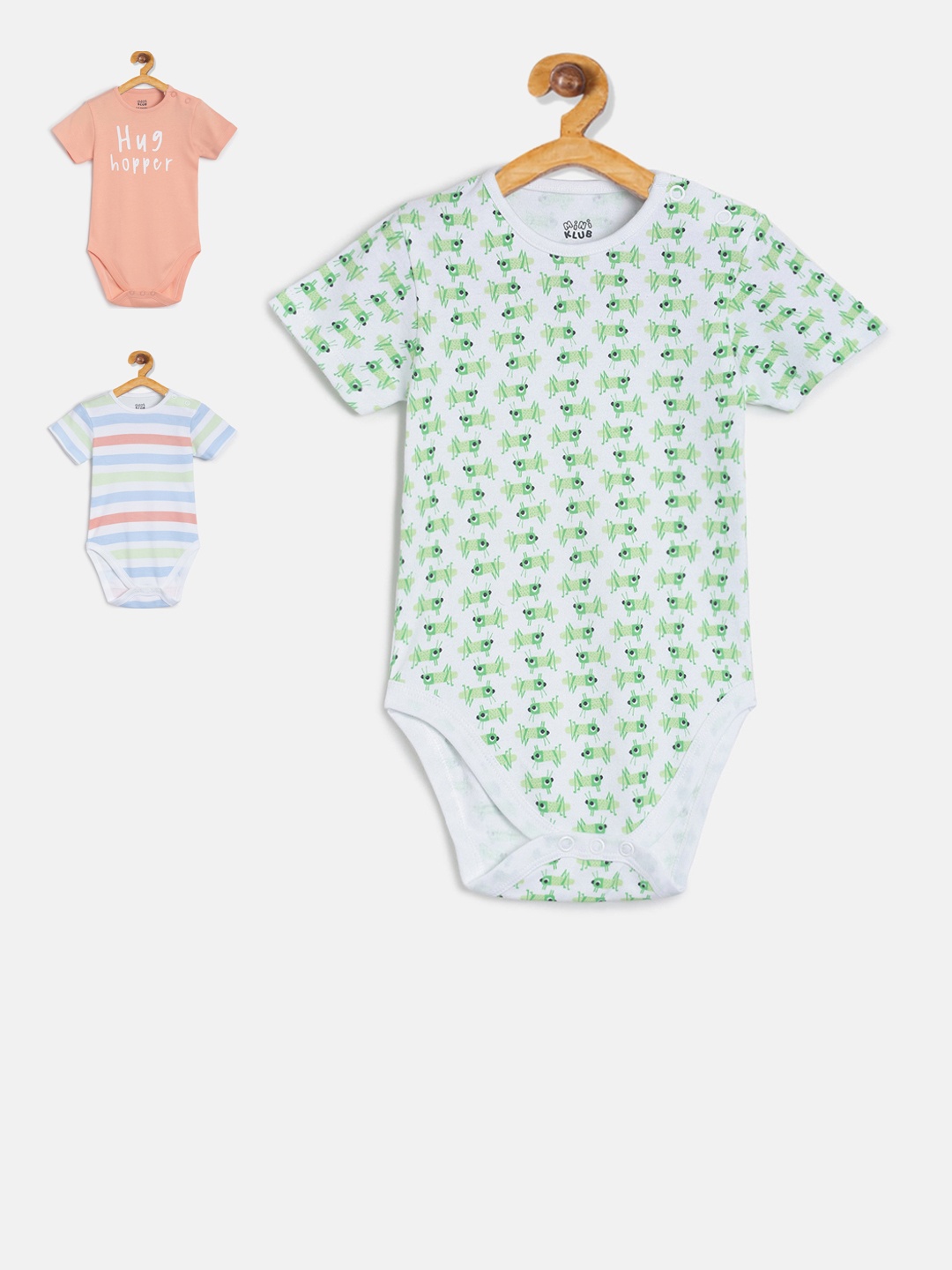 

MINI KLUB Infant Girls Pack Of 3 Printed Bodysuit, Green