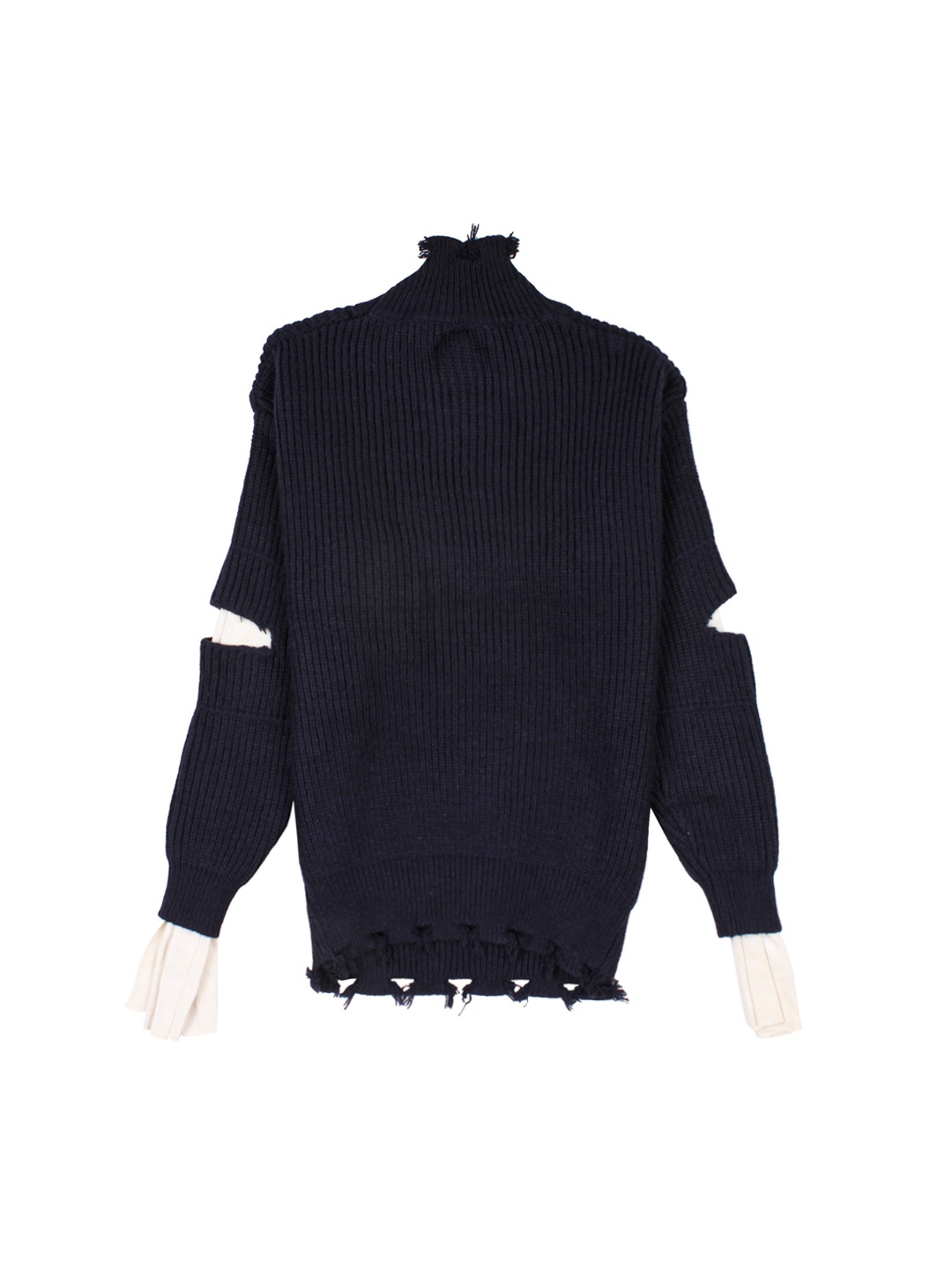 

Lil Lollipop Unisex Kids Navy Blue & White Solid Distressed Pullover Sweater