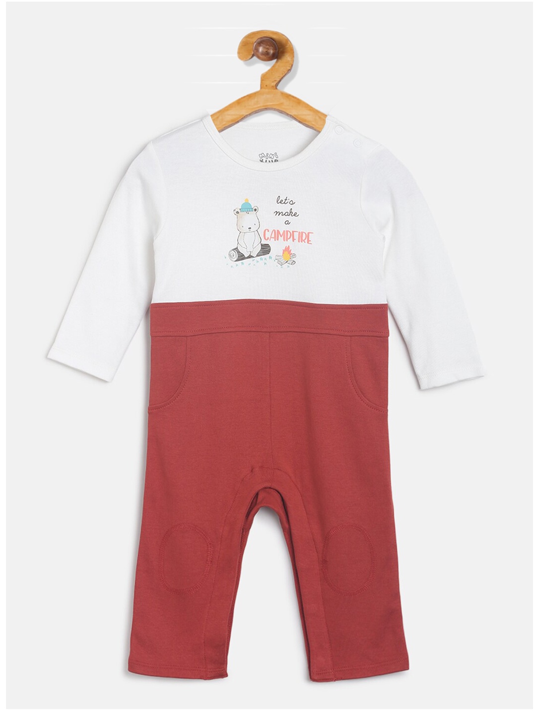 

MINI KLUB Infant Boys Maroon & White Printed Romper