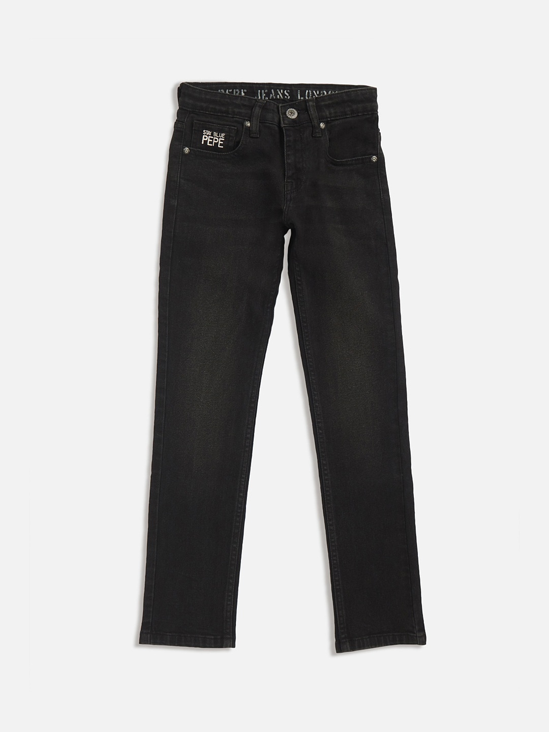 

Pepe Jeans Boys Black Slim Fit Mid-Rise Clean Look Stretchable Jeans