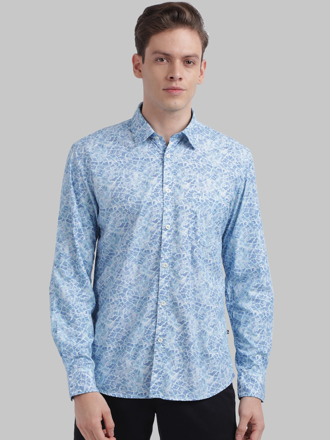 

Parx Men Blue Slim Fit Printed Casual Shirt