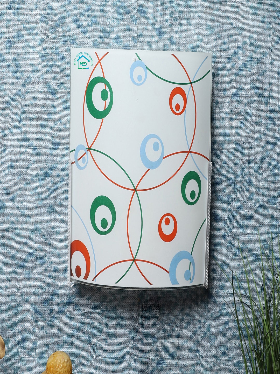 

MFD HOME FURNISHING White & Red Printed Wall Lamp