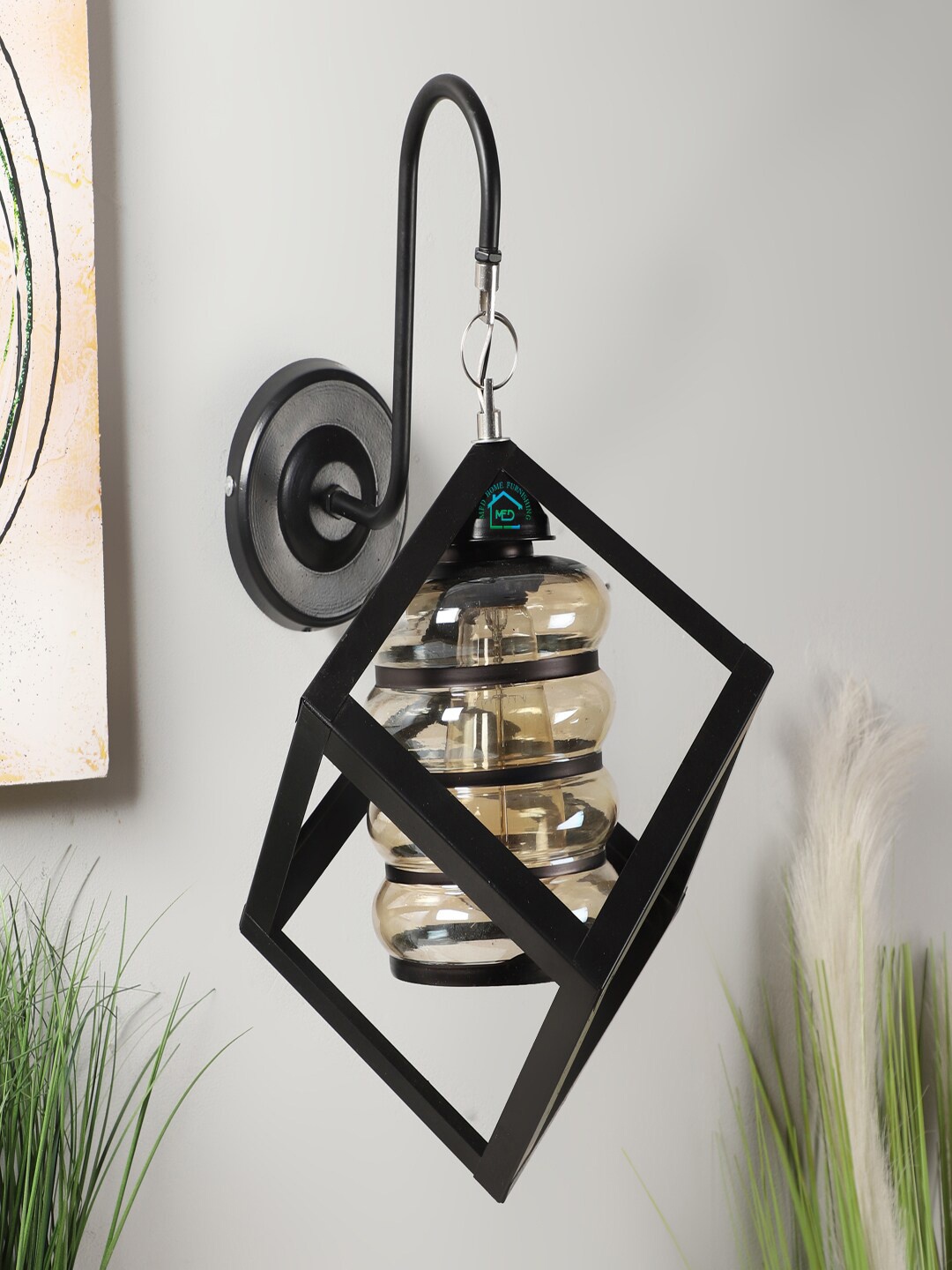 MFD HOME FURNISHING Black Solid Pendent Wall Lamp