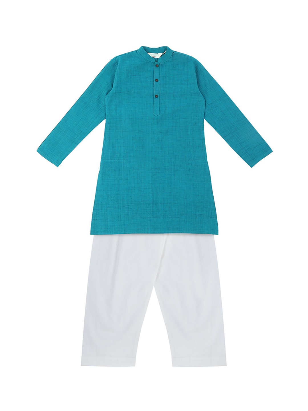 

indus route by Pantaloons Boys Turquoise Blue Pure Cotton Kurta with Pyjamas