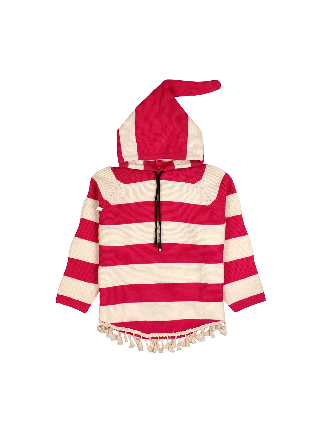 

Lil Lollipop Girls Pink & Off-White Striped Pullover Sweater