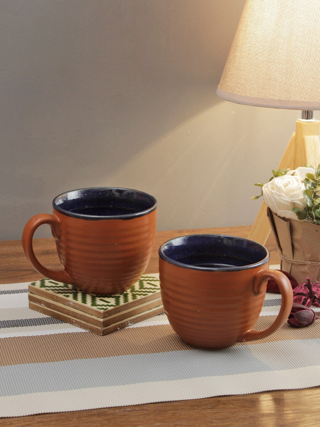 

Aapno Rajasthan Unisex Camel Brown Textured Rounded Tea Cups