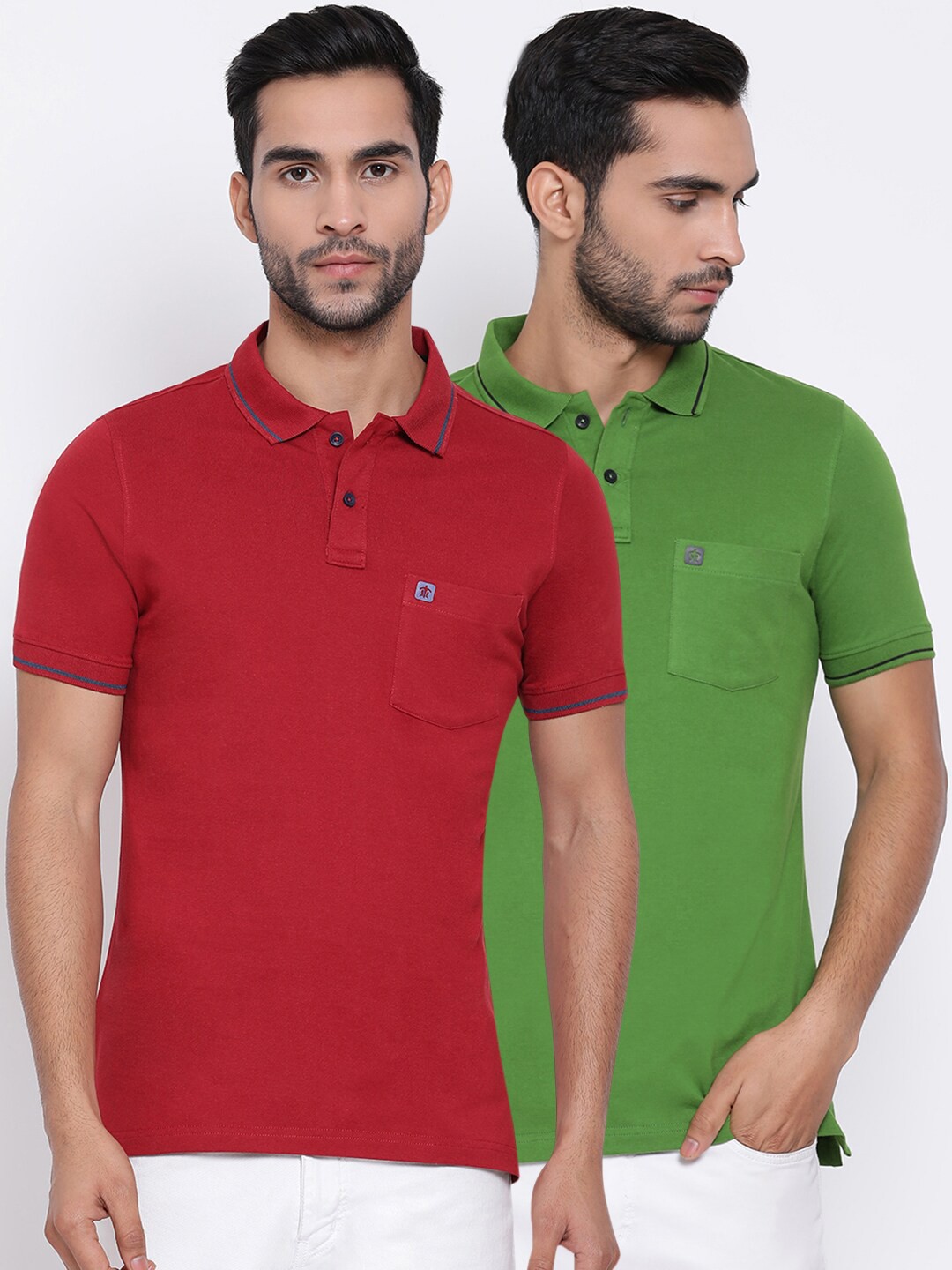 

Turtle Men Pack Of 2 Solid Polo Collar T-shirt, Maroon