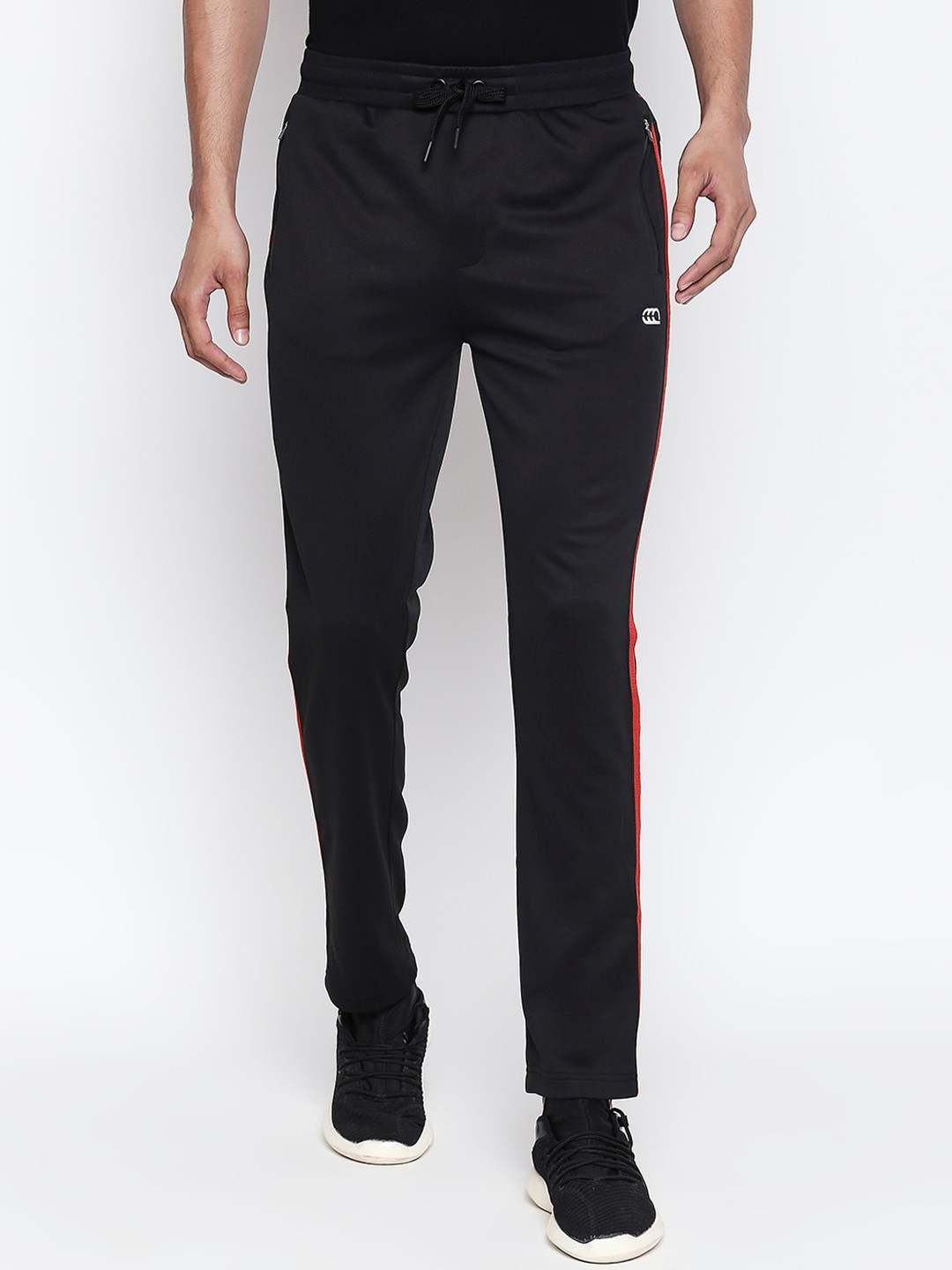 

Ajile by Pantaloons Men Black & Red Solid Slim-Fit Track Pants