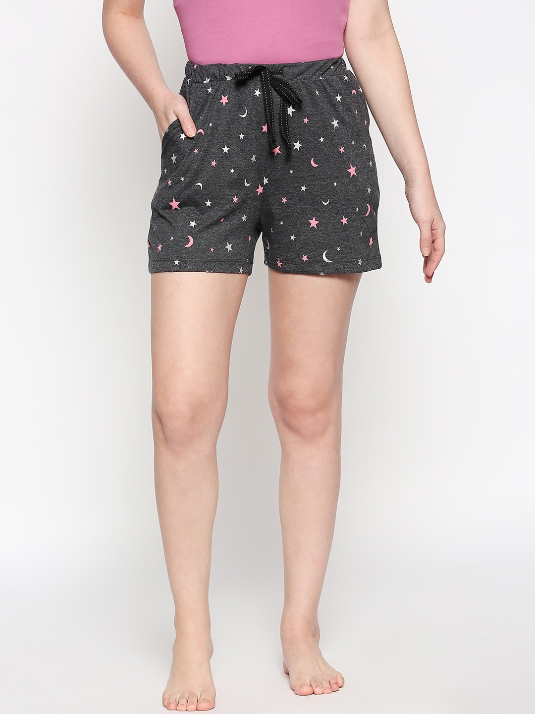 

Dreamz by Pantaloons Women Grey Printed Lounge Shorts