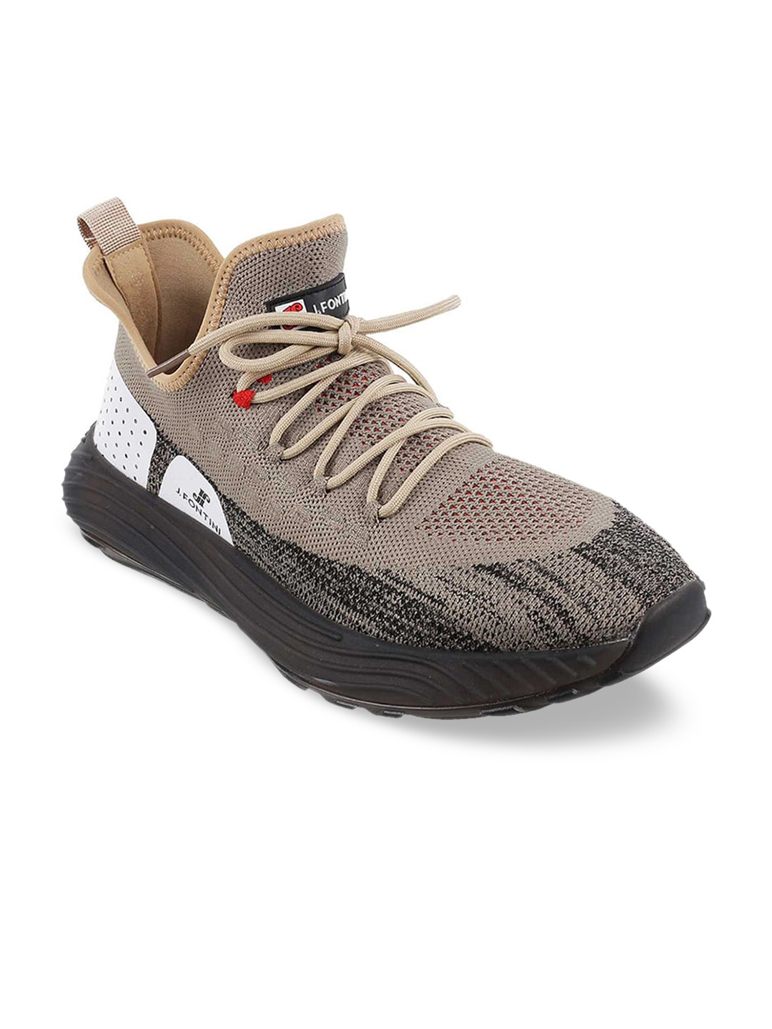 

J.FONTINI Men Khaki Woven Design Sneakers