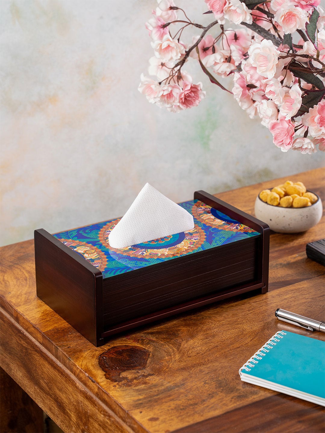 

KOLOROBIA Brown & Blue Egyptian Tranquility Inspired Tissue Box