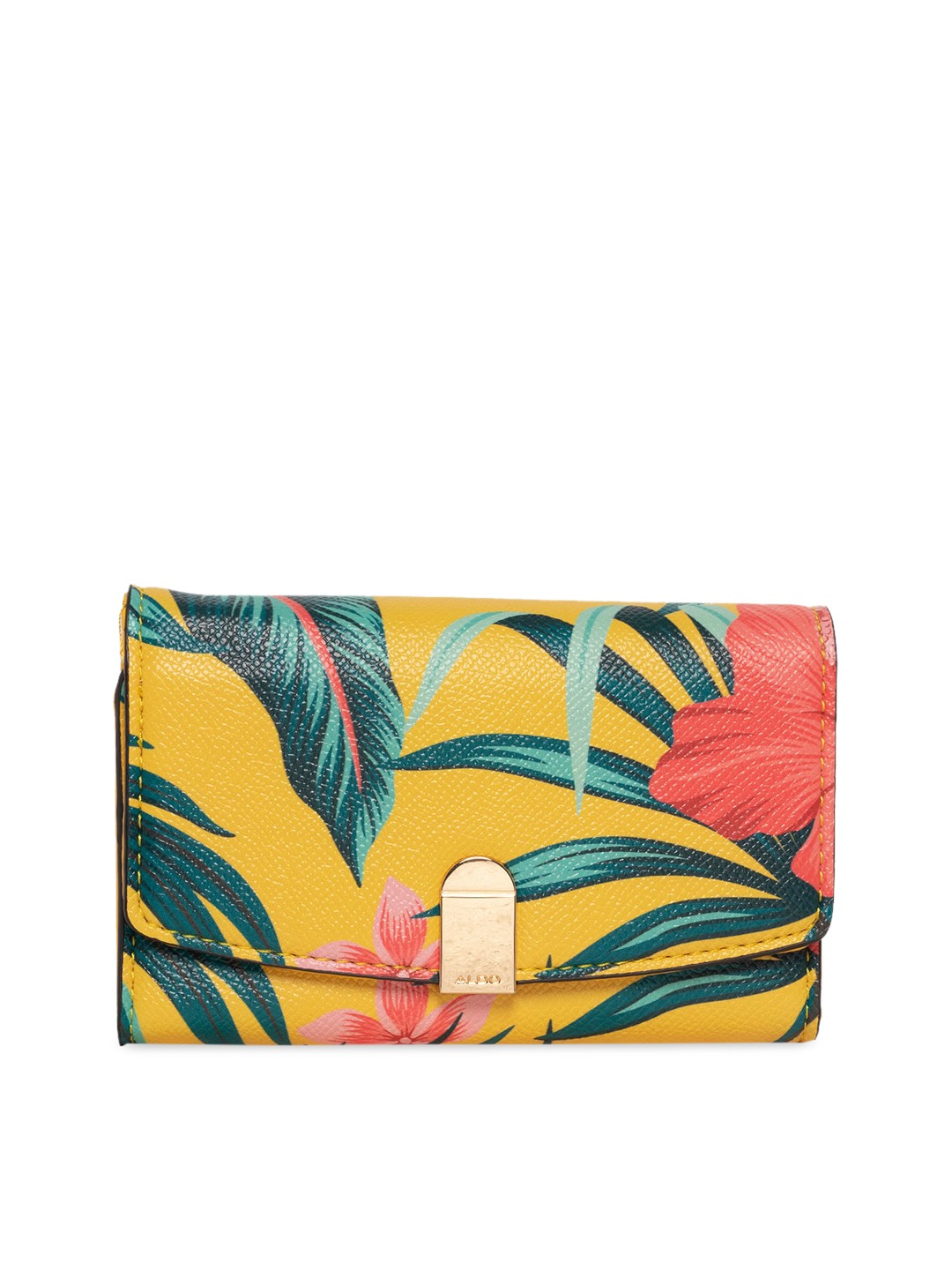 

ALDO Women Yellow & Green Floral-Printed Three-Fold Wallet